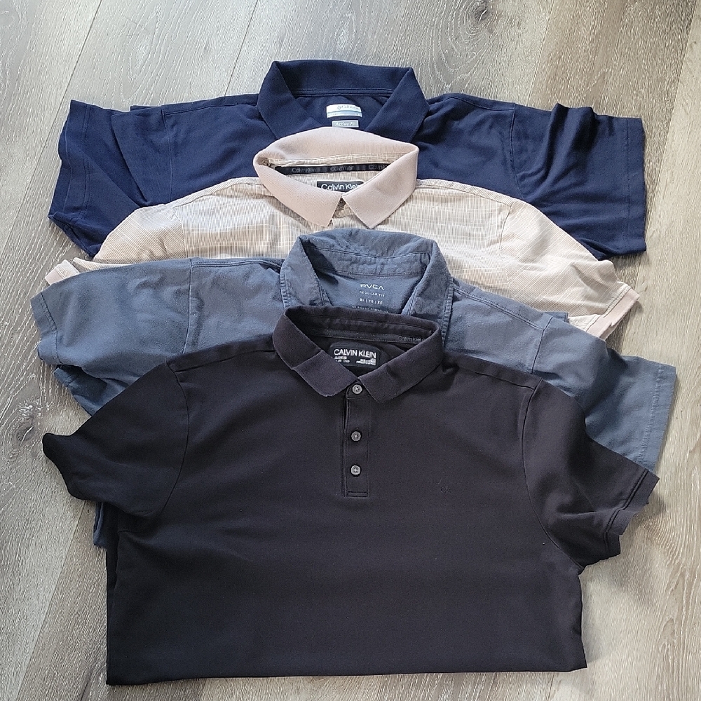 Calvin Klein RVCA Columbia Men's Polo Shirt Lot Of 4 Size Large